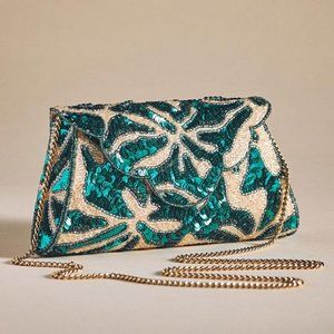 💚💚 Anthropologie | Scalloped Sequin Crossbody Clutch | Green | Pre-Loved 💚💚